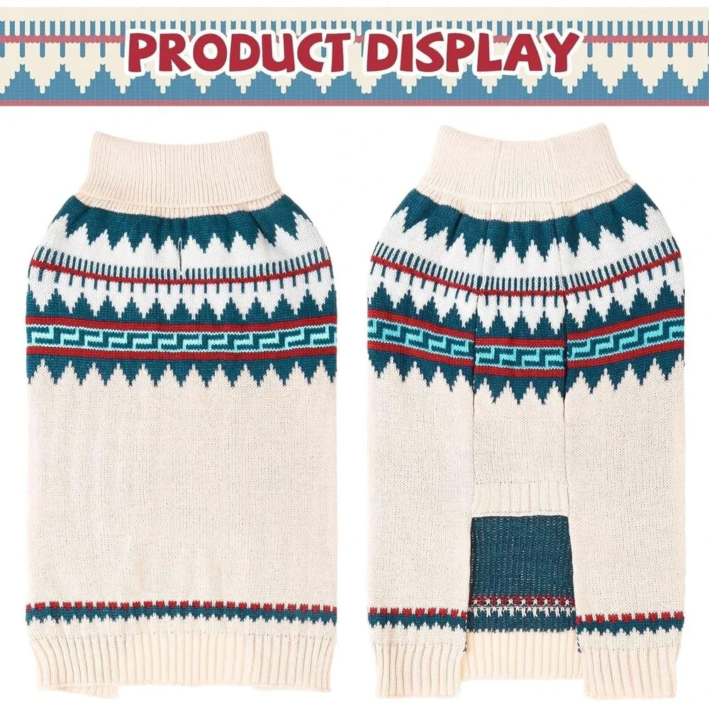 BingPet XL‎ Size Dog Sweater New Knit Turtleneck with Leash Hole